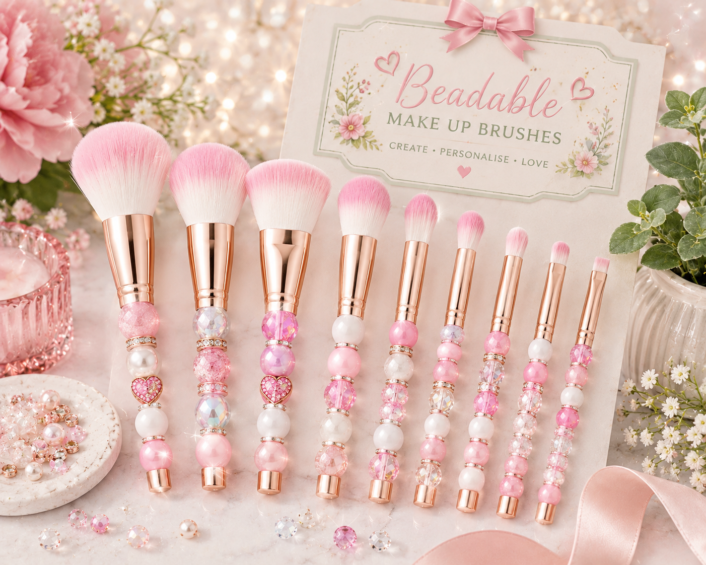 Beaded make up brushes ( custom)